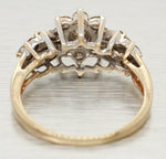 Vintage 0.75ctw Diamond Flower Sunburst Ring | 14k Yellow & White Gold Band