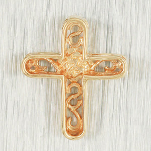 Vintage Small Diamond Cross Charm | 14k Yellow Gold Pendant