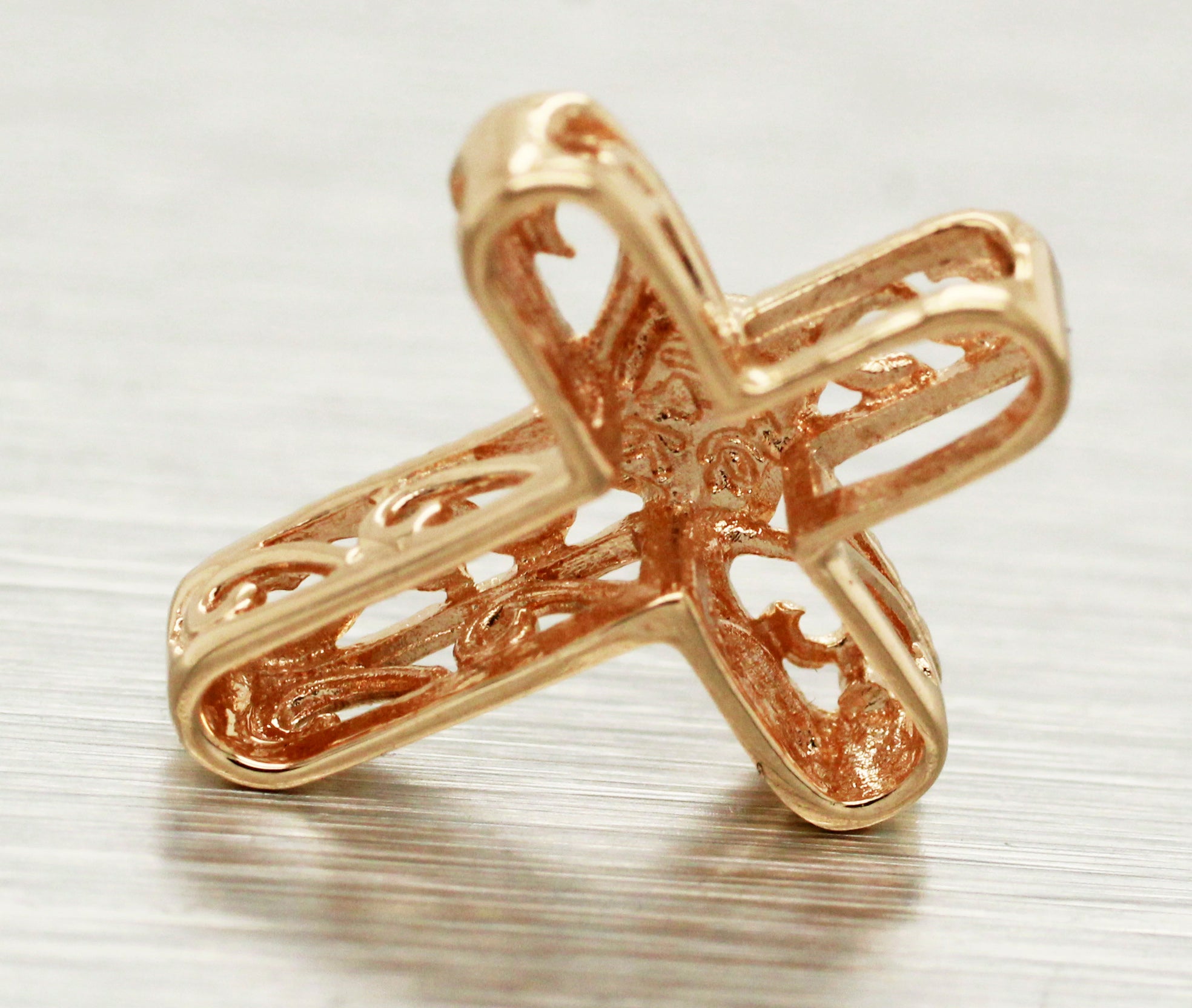 Vintage Small Diamond Cross Charm | 14k Yellow Gold Pendant