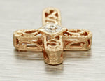 Vintage Small Diamond Cross Charm | 14k Yellow Gold Pendant