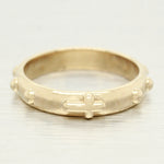 Vintage 14k Gold Sideways Cross Ring - Yellow Gold Studded Band - Size 6.75