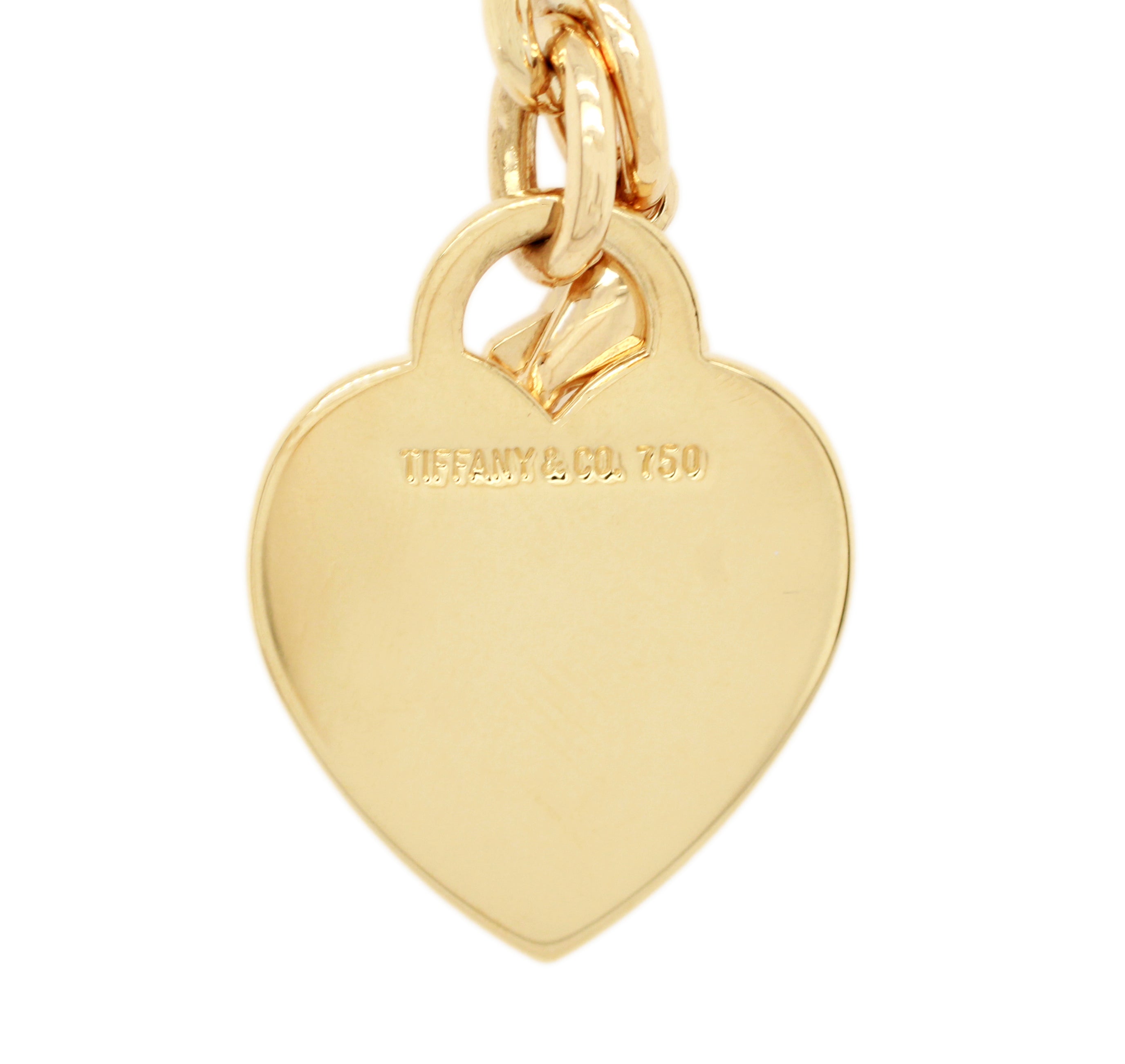 Tiffany & Co. 750 Heart Bracelet 7.50 Chain in 18k Yellow Gold - With