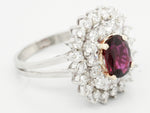 Antique Art Deco 1.20ct Rubellite & Diamond Cocktail Ring - 18k White Gold