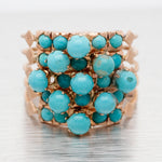Victorian Turquoise Harem Ring - 14k Yellow Gold; Five Band Ring