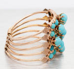 Victorian Turquoise Harem Ring - 14k Yellow Gold; Five Band Ring