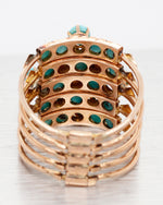 Victorian Turquoise Harem Ring - 14k Yellow Gold; Five Band Ring
