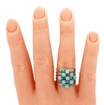 Victorian Turquoise Harem Ring - 14k Yellow Gold; Five Band Ring