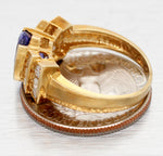 1ctw Tanzanite and Diamond Accent Cathedral Style Band Ring - 18k Yellow Gold