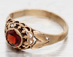 Antique Art Nouveau 0.35ct Red Garnet Band Ring Bezel Set - 14k Yellow Gold