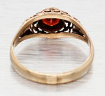 Antique Art Nouveau 0.35ct Red Garnet Band Ring Bezel Set - 14k Yellow Gold