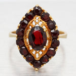 Antique Art Deco 2.60ctw Marquise Garnet Cocktail Ring - 18k Yellow Gold Size 9