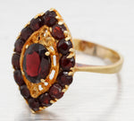 Antique Art Deco 2.60ctw Marquise Garnet Cocktail Ring - 18k Yellow Gold Size 9