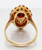Antique Art Deco 2.60ctw Marquise Garnet Cocktail Ring - 18k Yellow Gold Size 9