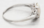 Antique Art Deco White Opal and Diamond Ring in 14k White Gold | Size 8.5