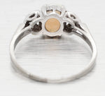 Antique Art Deco White Opal and Diamond Ring in 14k White Gold | Size 8.5