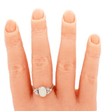 Antique Art Deco White Opal and Diamond Ring in 14k White Gold | Size 8.5