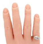 Antique Art Deco Aquamarine Hexagon Band Ring - 18k White Gold Floral Motif