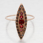 Antique Art Nouveau Garnet & Pearl Marquise Cocktail Ring - 14k Rose Gold