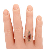 Antique Art Nouveau Garnet & Pearl Marquise Cocktail Ring - 14k Rose Gold