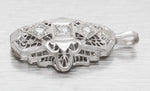 Antique Art Deco 0.20ctw Diamond Filigree Charm Pendant - 14k White Gold