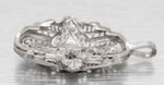 Antique Art Deco 0.20ctw Diamond Filigree Charm Pendant - 14k White Gold