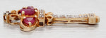 Vintage Red Ruby Crown & Diamond Key Pendant Charm - 14k Yellow Gold