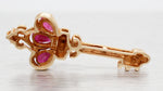 Vintage Red Ruby Crown & Diamond Key Pendant Charm - 14k Yellow Gold