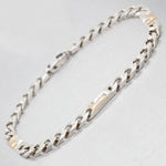 Men's Sterling Silver Curb Chain Bracelet - 18k Yellow Gold Accents - Size 8.50"