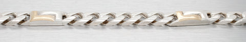 Men's Sterling Silver Curb Chain Bracelet - 18k Yellow Gold Accents - Size 8.50"