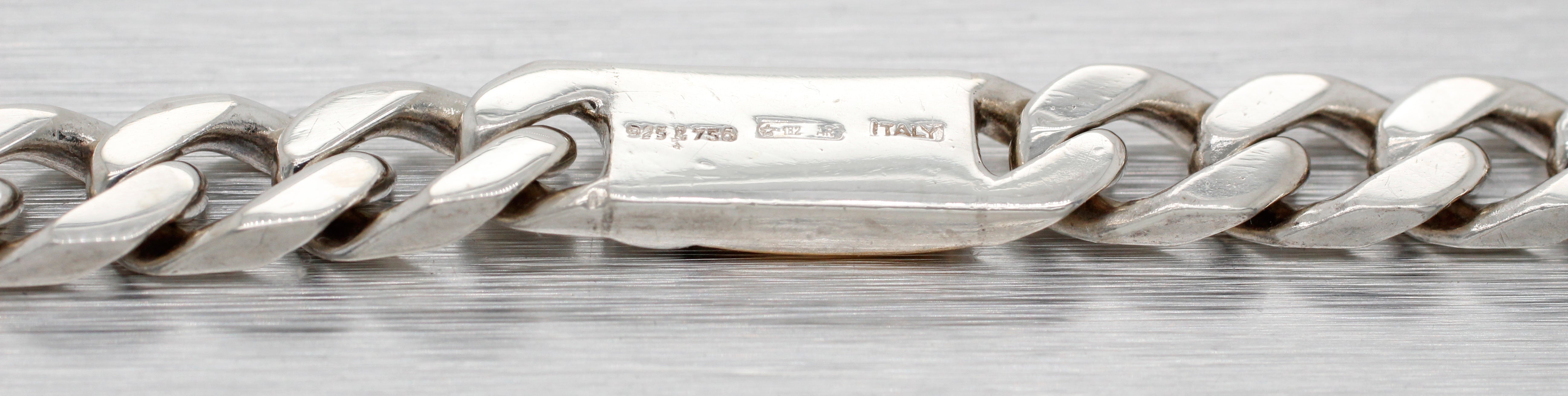 Men's Sterling Silver Curb Chain Bracelet - 18k Yellow Gold Accents - Size 8.50"