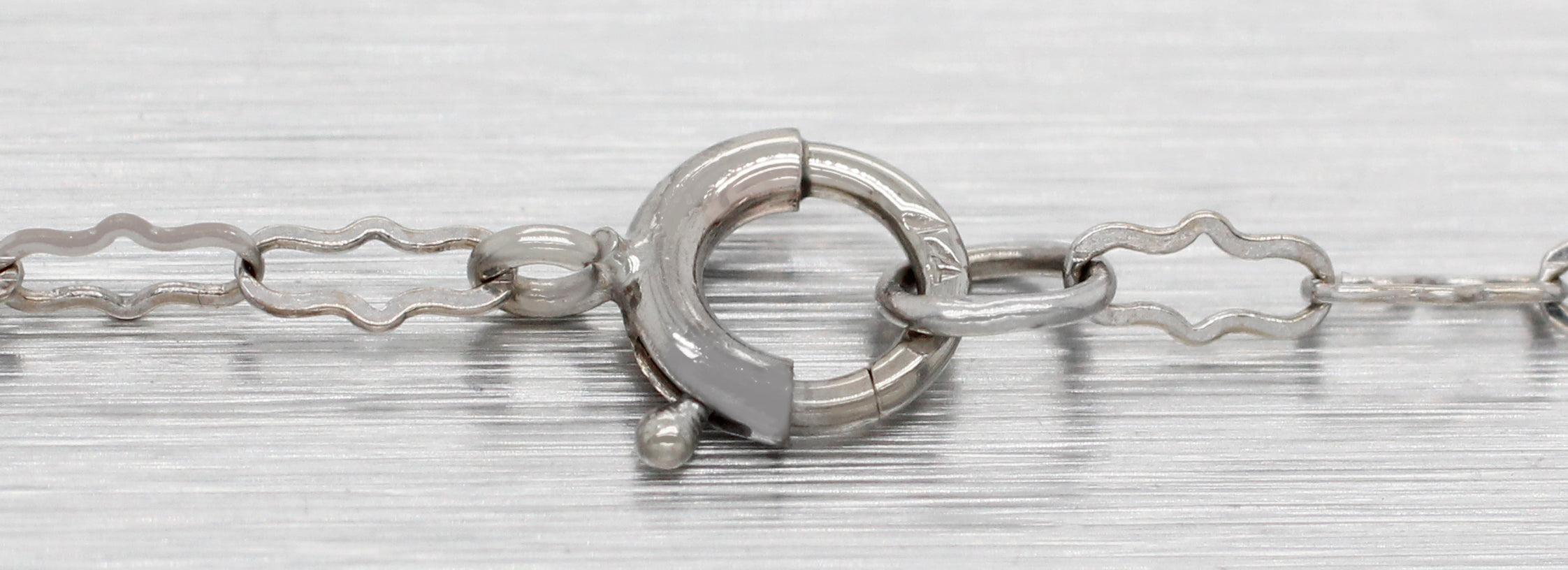 Antique Art Deco Diamond Sapphire Octagon Pendant - 14k White Gold Necklace - 16"