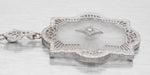 Antique Art Deco Diamond & Rock Crystal Pendant - 14k White Gold Necklace - 17"