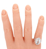 Antique Art Deco Pointed Marquise Aquamarine Cocktail Ring - 14k White Gold