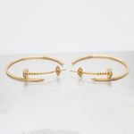 Modern 0.07ctw Diamond Nail Large Hoop Earrings - 18k Yellow Gold - Pushback