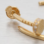 Modern 0.07ctw Diamond Nail Large Hoop Earrings - 18k Yellow Gold - Pushback