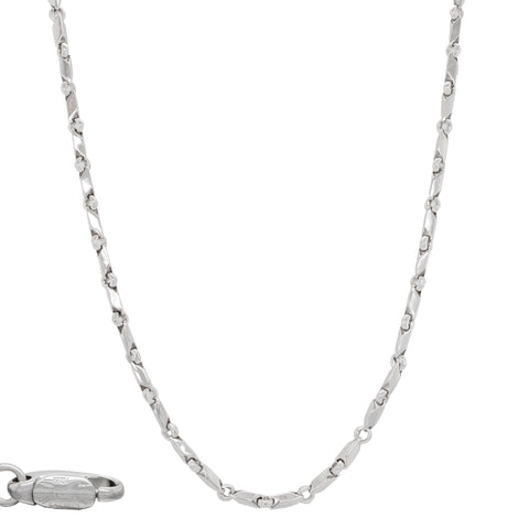 Vintage Sauro Brev 18k White Gold Chain Necklace - 50cm | 19.75" Barleycorn Link