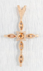 Vintage 0.25ctw Diamond Marquise-Shape Cross Pendant - 14k Yellow Gold Charm