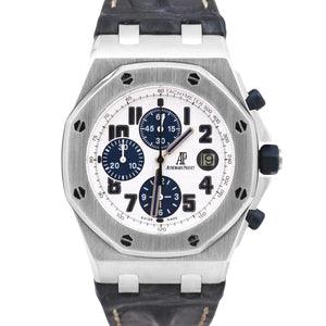 Audemars Piguet Royal Oak Offshore WHITE Blue Leather Chronograph Steel 26170ST