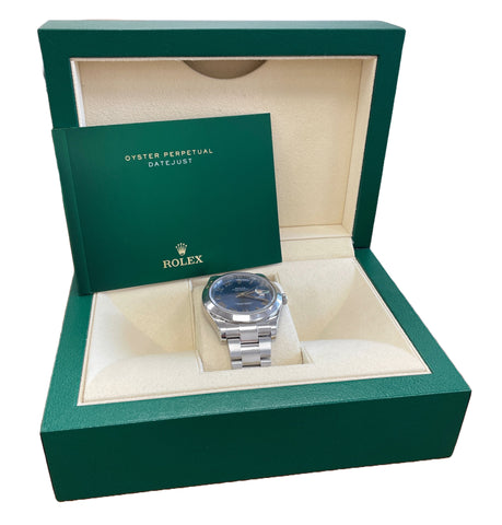 MINT Rolex DateJust II 41mm AZZURRO BLUE Roman Steel Smooth Oyster 116300 BOX