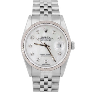 MINT Rolex DateJust 36mm Jubilee Diamond Mother of Pearl Automatic Watch 16234