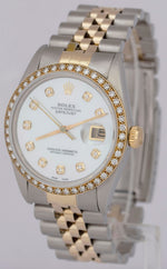 Rolex DateJust 36mm MOP DIAMOND 18K Gold Two-Tone Stainless Steel Watch 16013