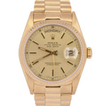 MINT Rolex Day-Date President Champagne 36mm Fluted 18K Yellow Gold Watch 18038