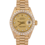 Ladies Rolex DateJust President 26mm CHAMPAGNE DIAMOND 18K Gold 69178 Watch