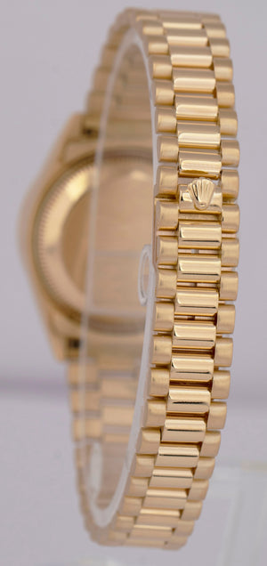 Ladies Rolex DateJust President 26mm CHAMPAGNE DIAMOND 18K Gold 69178 Watch