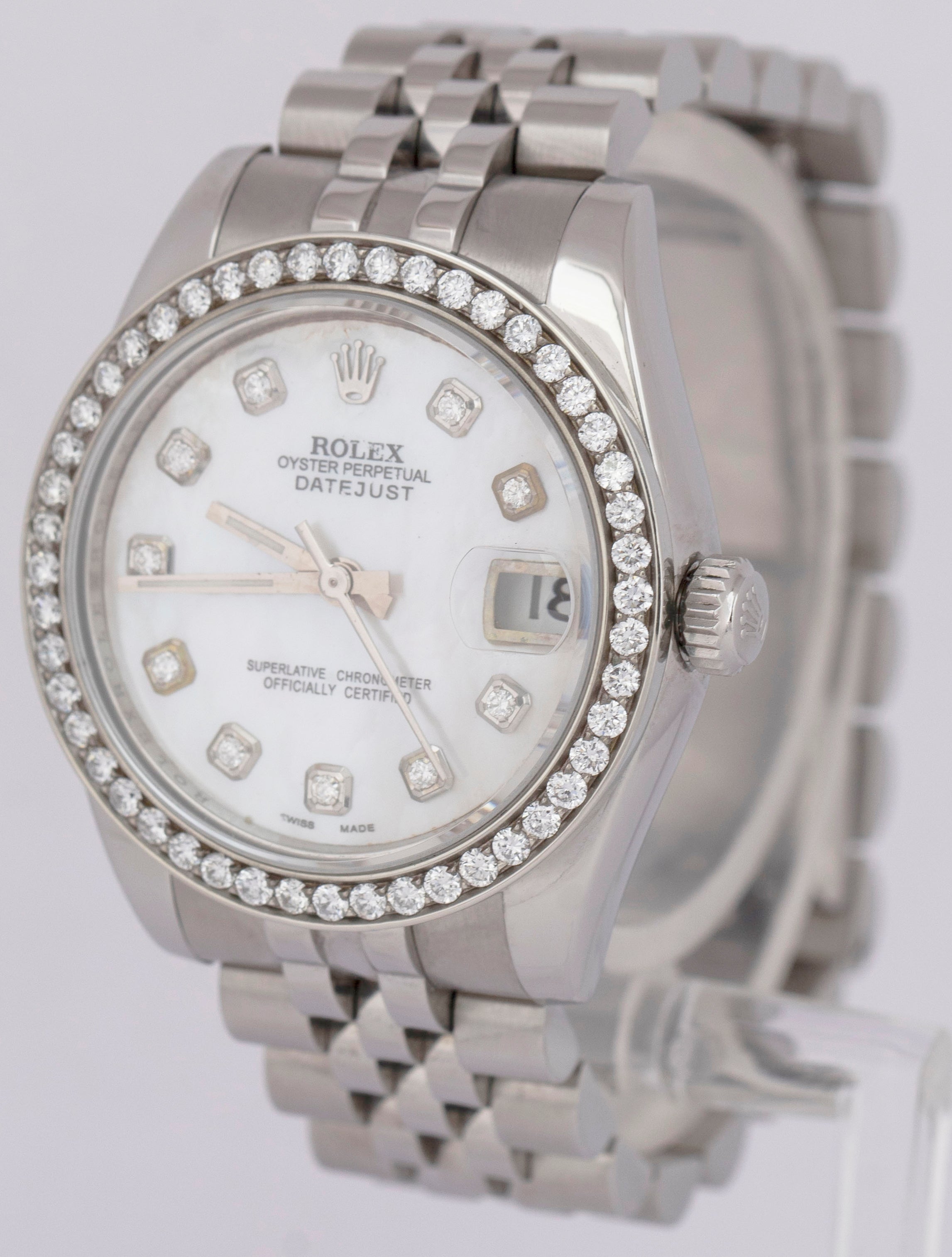 Ladies Rolex DateJust 31mm MOTHER OF PEARL DIAMOND Super Jubilee 178274 Watch