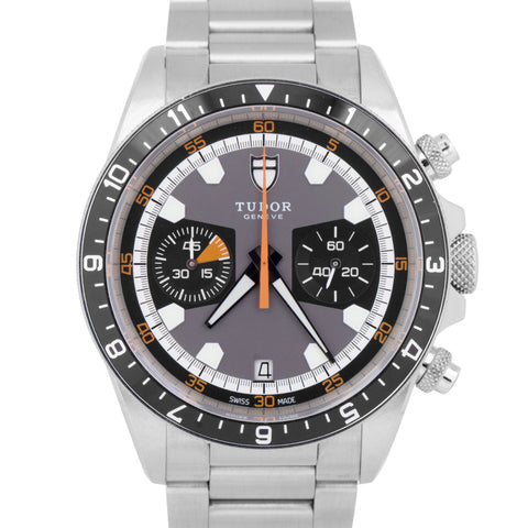 MINT Tudor Heritage Chronograph Grey Orange Stainless 42mm Date 70330 N Watch