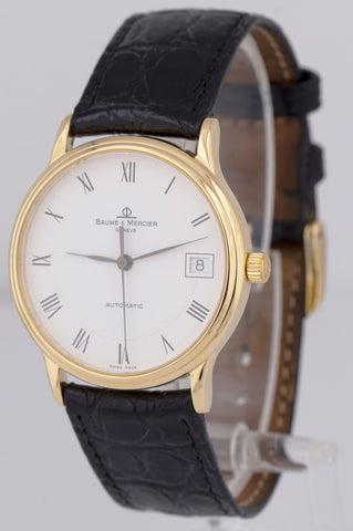 MINT Baume & Mercier Classima MV045075 White 33mm Solid 18K Gold Automatic Watch