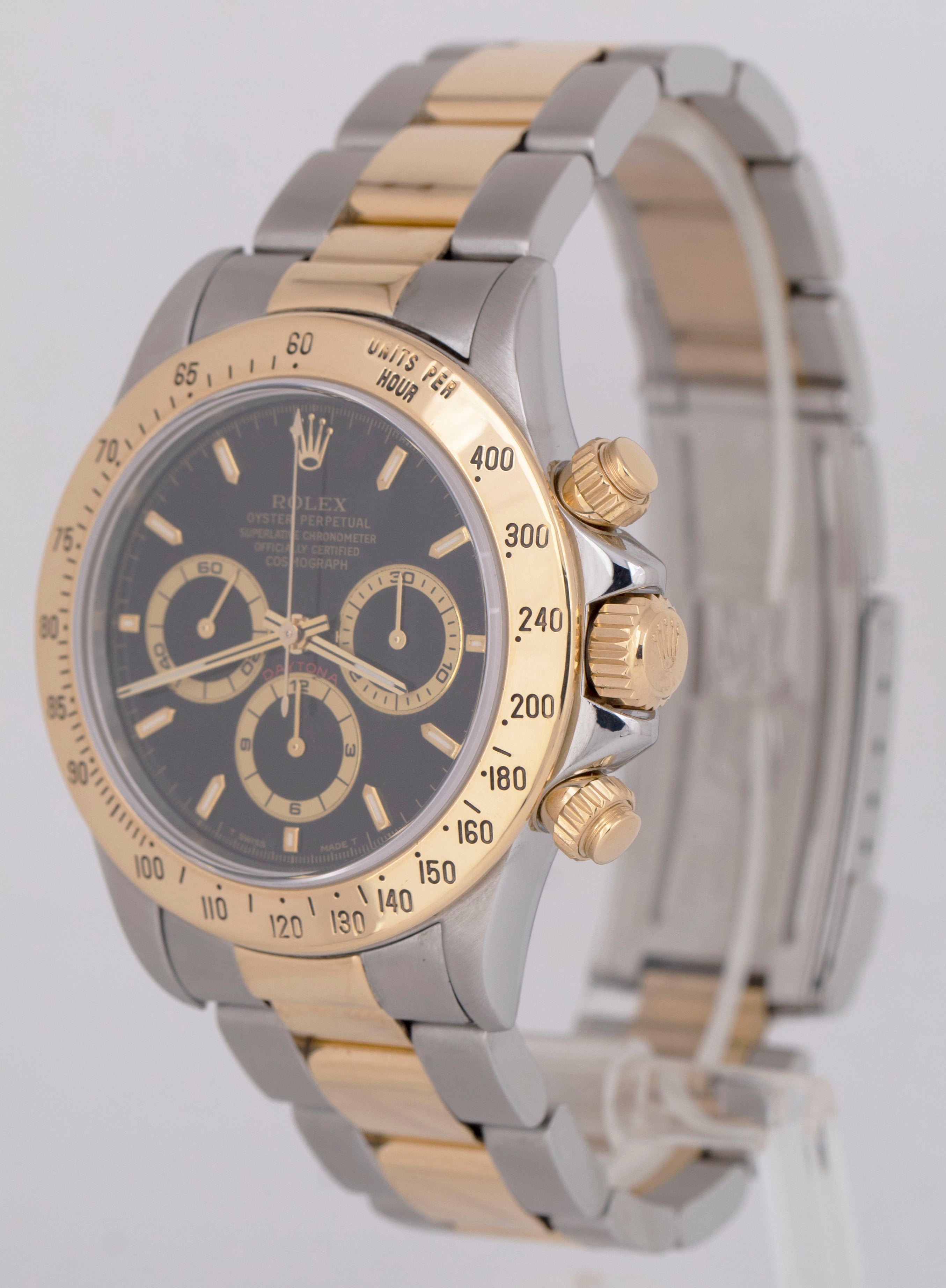 MINT 1996 Rolex Daytona Cosmograph 40mm BLACK Two-Tone ZENITH 18K Watch 16523