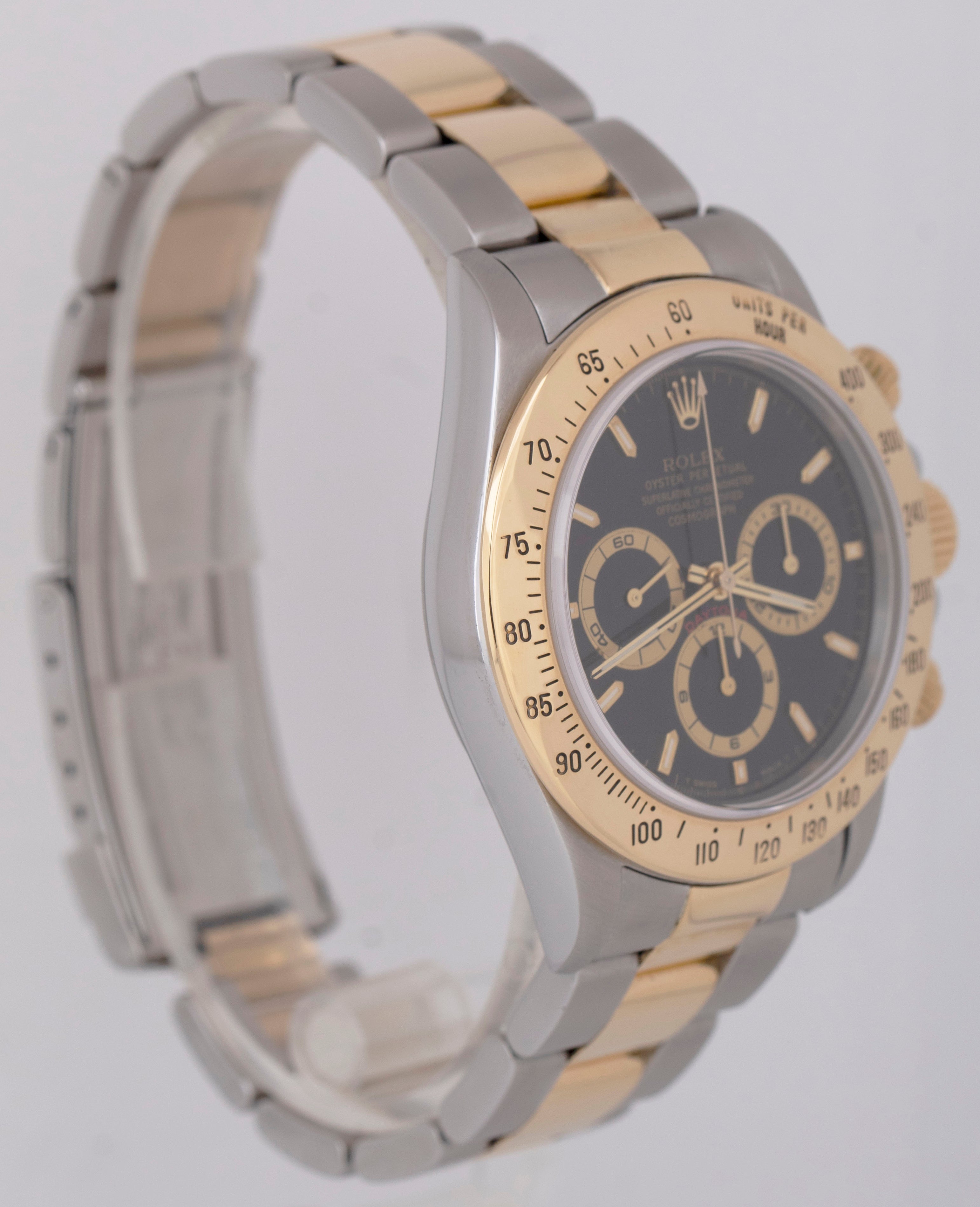 MINT 1996 Rolex Daytona Cosmograph 40mm BLACK Two-Tone ZENITH 18K Watch 16523