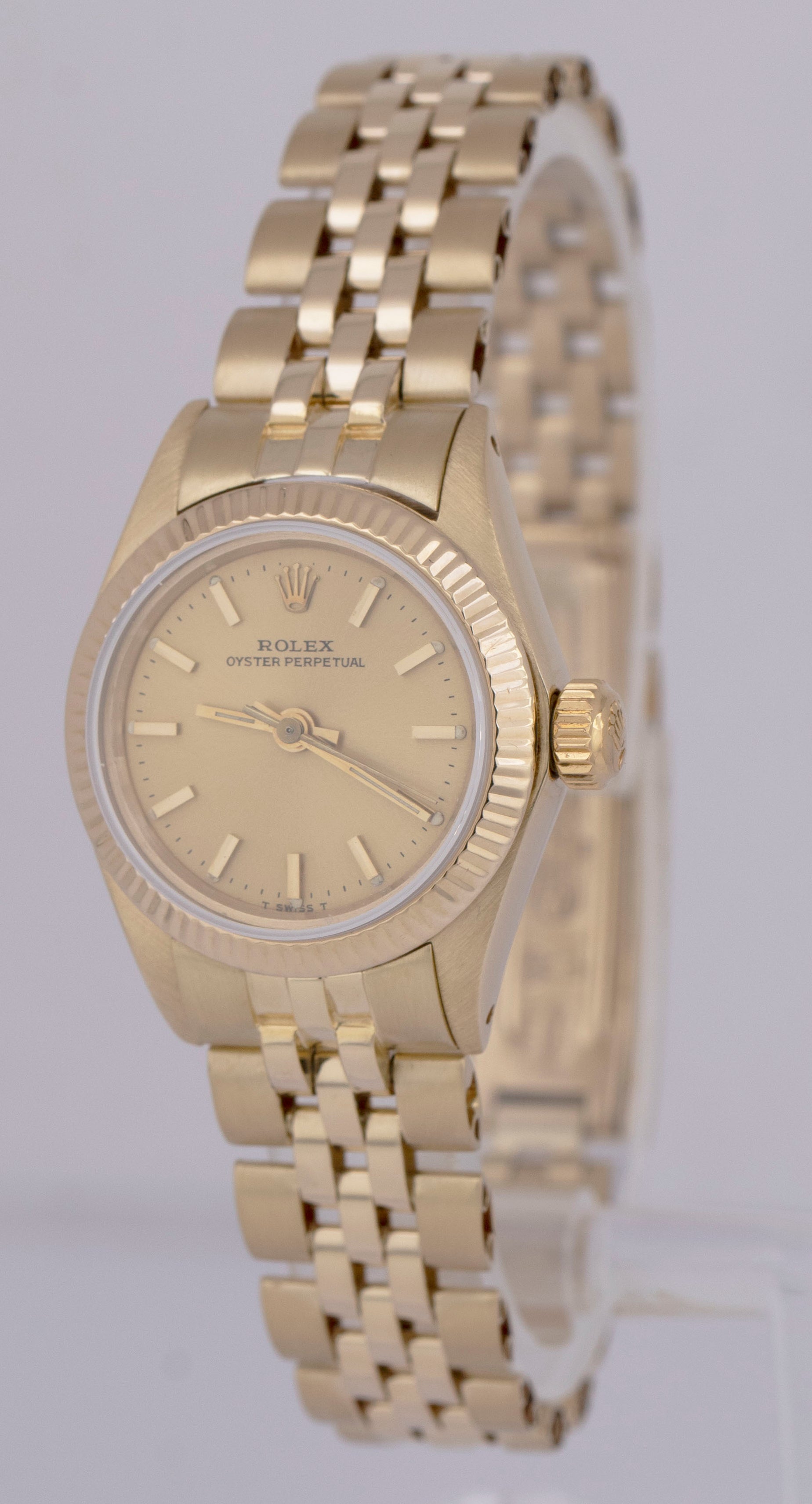 MINT PAPERS Ladies Rolex DateJust 24mm Champagne 14K Gold JUBILEE 6719 Watch BOX